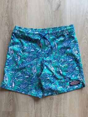 Vineyard Vines Green & Blue Seahorse Print Swim Shorts Men’s size Medium